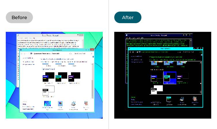 Change the colours in Windows 8, before and after